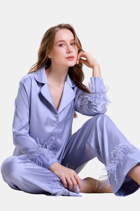 Mysthelle Silk & Satin Loungewear Set - Tiffany Blue — image 4